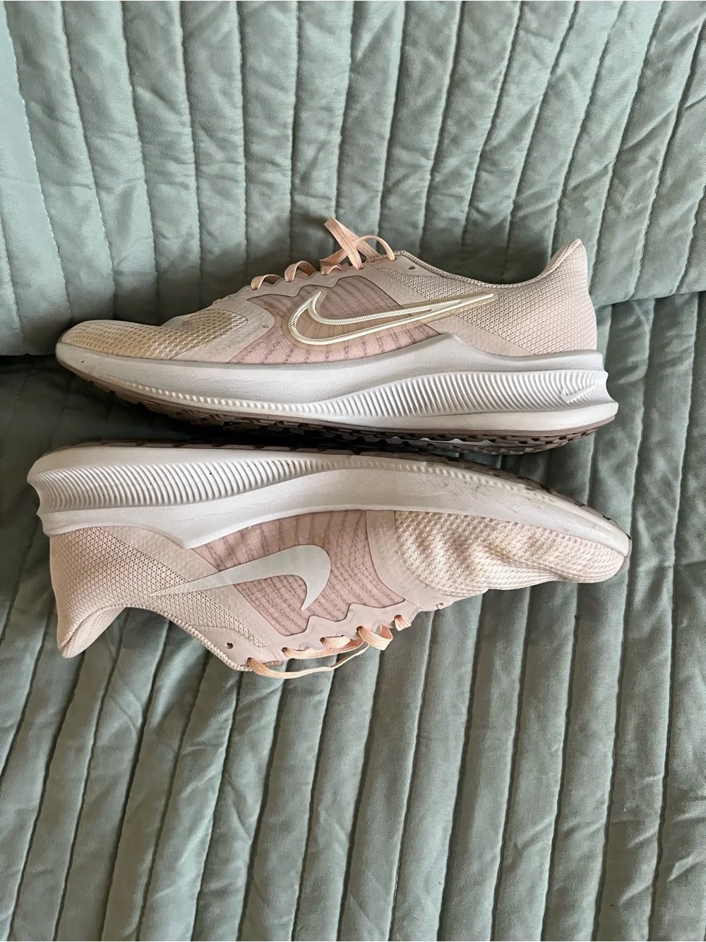 Nike Women’s Light Pink Mesh Running Shoes with White Swoosh